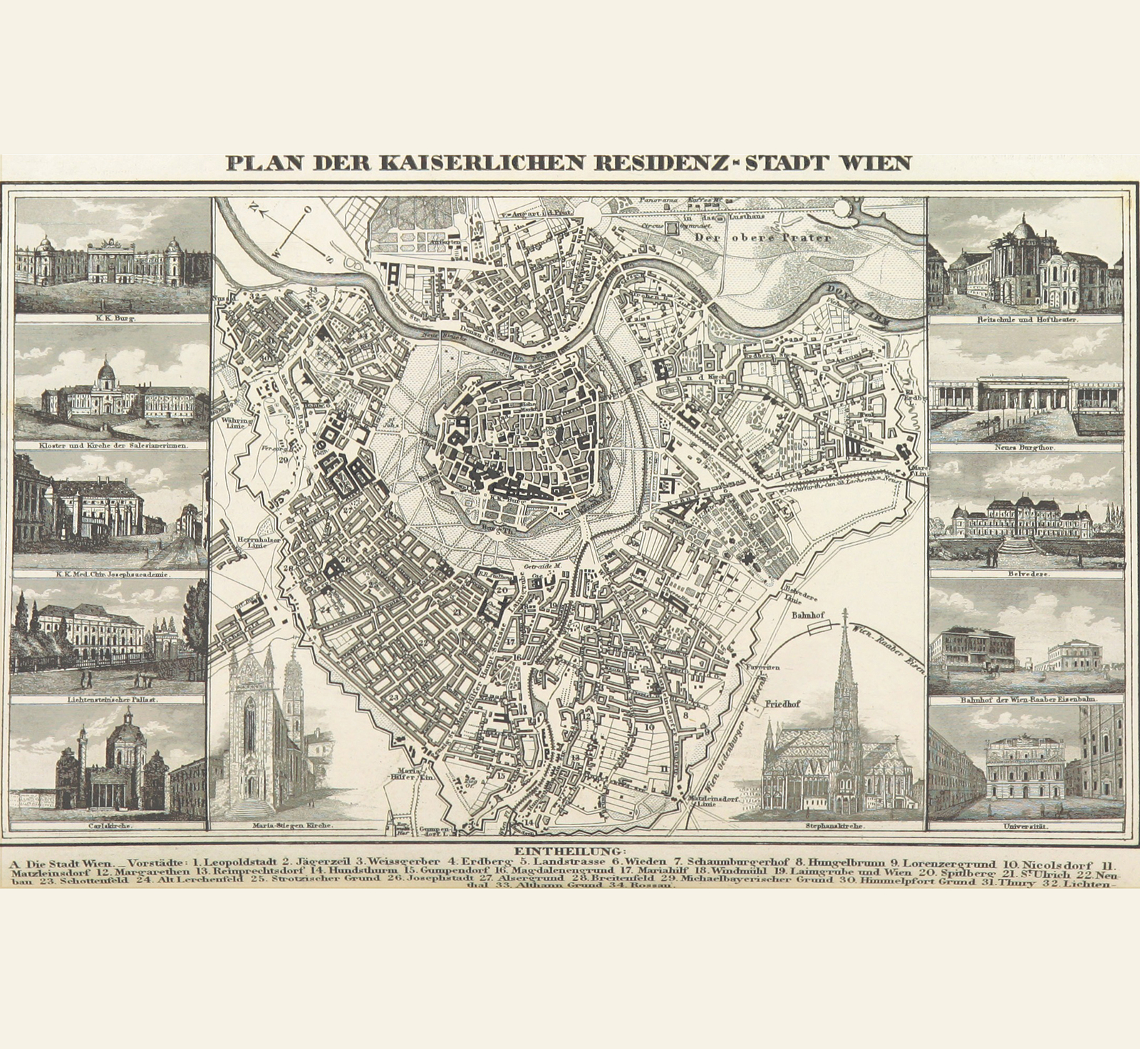 City plan of Vienna, 1843